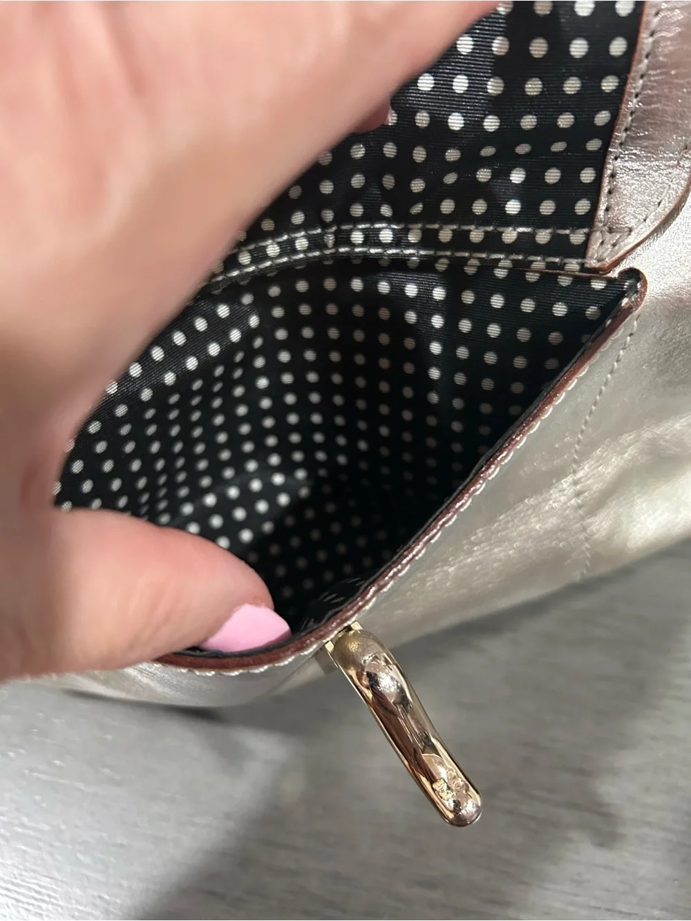 Kate Spade Metallic Silver/Champagne Leather Crossbody Bag